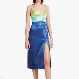 NWT Staud Ellis Dress Moss Bright Blue Midnight